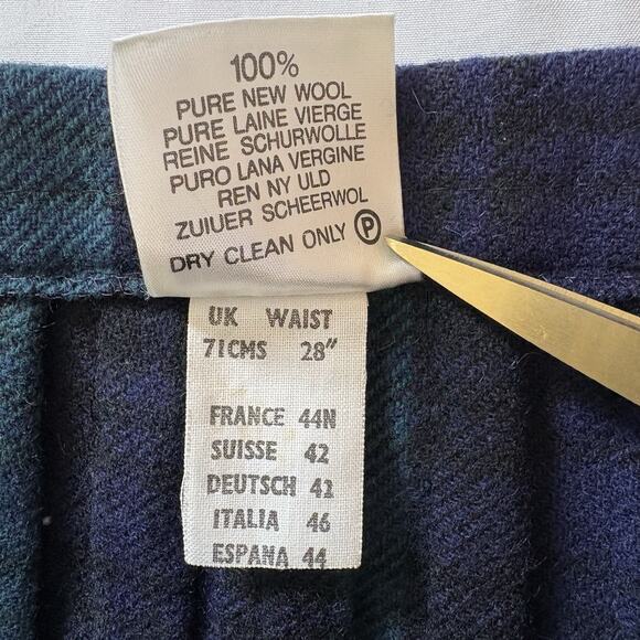 Vtg Laird Portch of Scotland Black Watch Tartan Plaid Wrap Skirt Wool Waist 28” - Picture 8 of 11